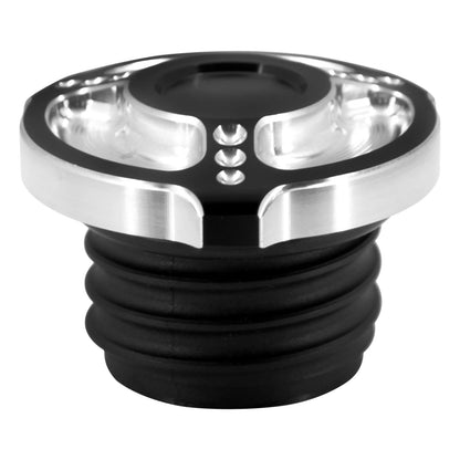 Tampa de combustível/óleo cromada preta para motocicleta Harley Sportster 883 1200 XL XR Iron Dyna Touring Softail FLHR