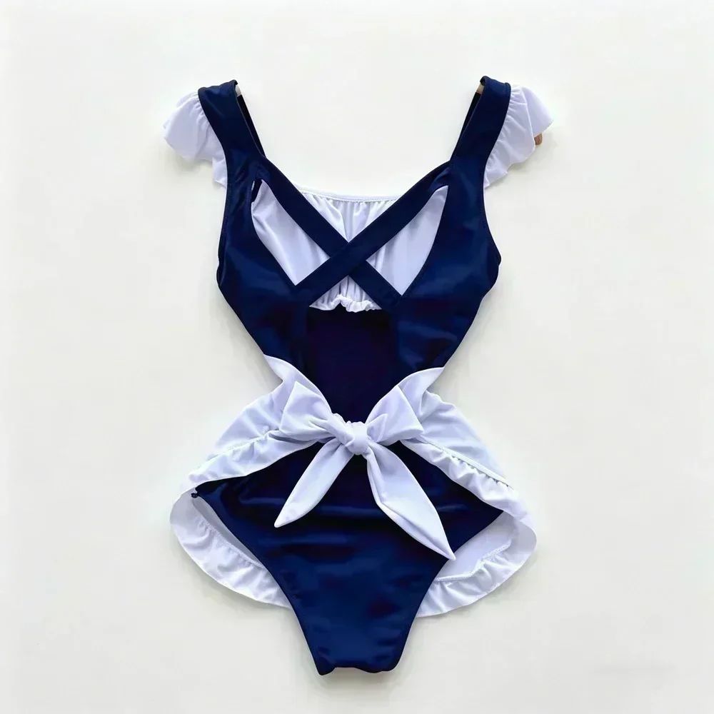 Bunny Complete Maid Cosplay Costume Set Ruffle Cosplay Vacation Halloween Outfit Halter Dress Set Outfit Costume Play Occasions