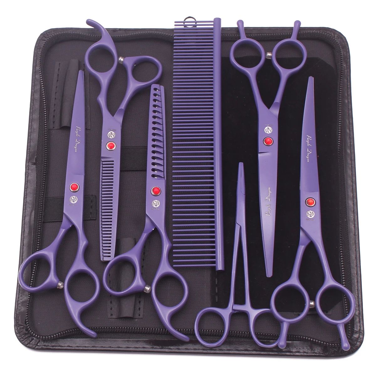 Kit de Tesouras para Tosa Purple Dragon 7" 6.5" de Aço Inoxidável para Pet Tesouras Curvas Tesouras Desbastadoras Tesouras Retas Chunker Z3002