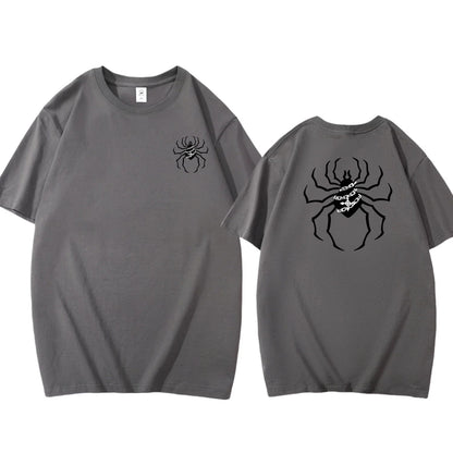 Pure Cotton Men's t shirt Y2k Spider Print T-shirt Casual Street Loose Women's T-shirt vintage graphic t shirts for men