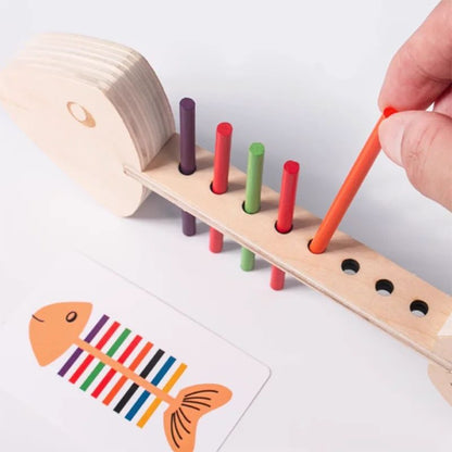Montessori Fish Bone Matching Puzzle Toy Color Classification and Sensory Matching Game Children's Growth Gift Toy