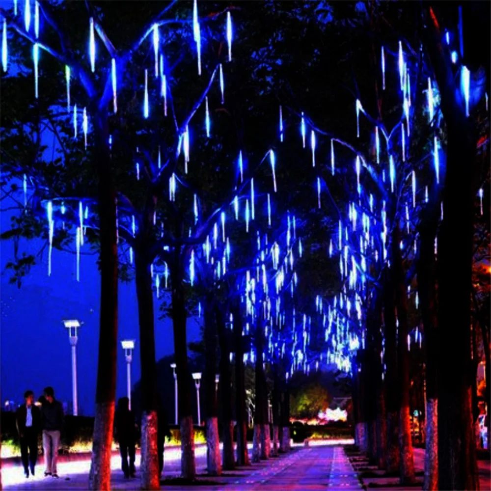 30/50CM LED Meteor Shower Rain Lights Waterproof Falling Raindrop Fairy String Light for Christmas Holiday Party Patio Decor