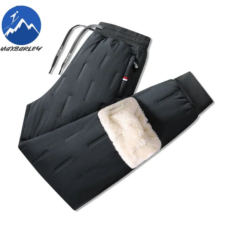 Calça Masculina de Algodão Acolchoada para o Inverno, Moda Masculina, Pelúcia Grossa, Lã, Calça Esportiva, 7XL, Casual, Impermeável, À Prova de Frio, Calça Masculina de Corrida para Baixo