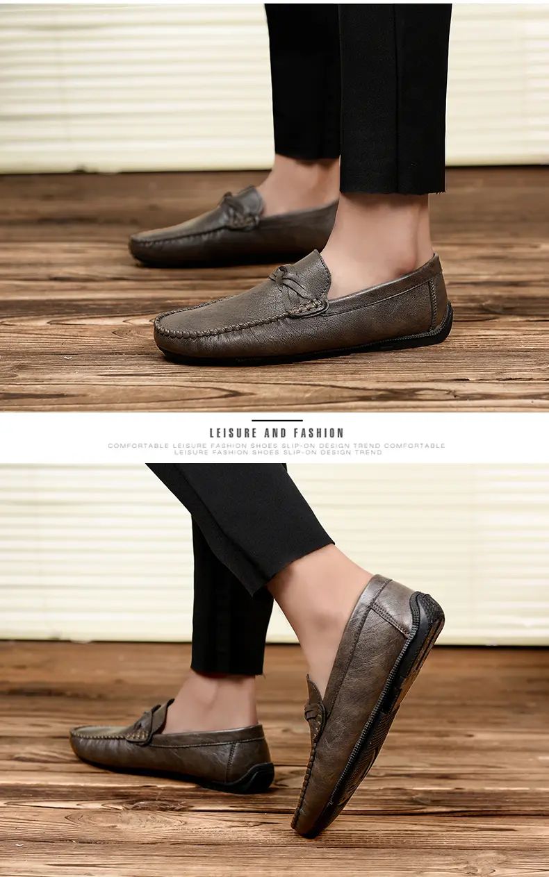 High Quality Leather Men Casual Shoes Comfortable Light Men Loafers Formal Men Dress Shoes Breathable Slip on Men Driving Shoes