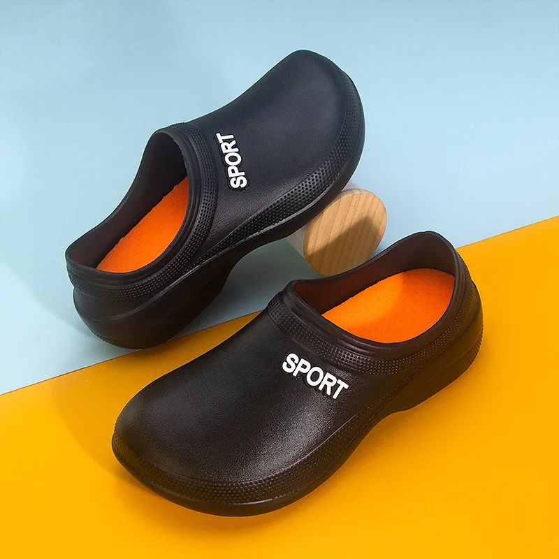 2025 New Kitchen Shoes Non-Slip Oil-Resistant Chef Rain Shoes Restaurant Food Work Shoes Comfortable EVA Material for Men