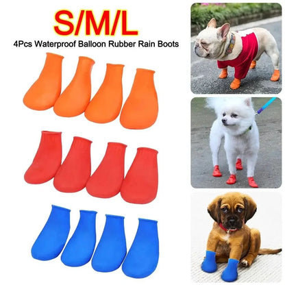 4 Peças de Sapatos para Cães Impermeáveis Novos Balão de Borracha Antiderrapante Botas de Chuva para Animais de Estimação Botas para Cães Pequenos Chihuahua Cães Grandes
