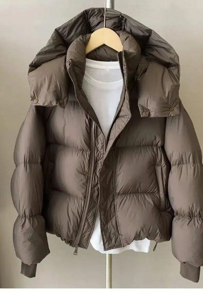 Hooded Cotton Jacket Women 2025 New Thickened Warm Long Sleeved Outwear Winter Korean Loose Solid Color Versatile Short Coat