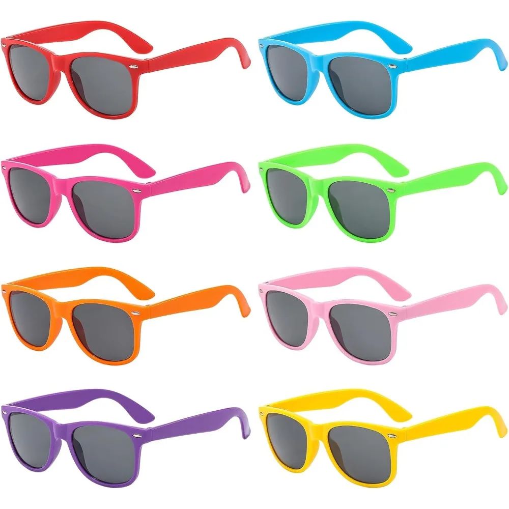 1/8pcs Neon Colors Party Sunglasses Black Studs Retro Unisex Rainbow Street Shot Gift Wedding Favors for Guests