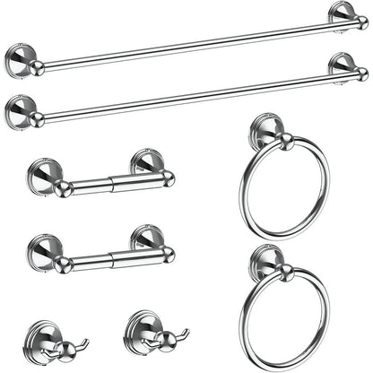8 Pieces Stainless Steel Bathroom Accessories Set Polished Chrome Towel Bar Towel Ring Hook Rack Wall Mount Hardware
