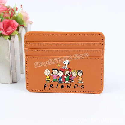 Bolsa Moedeiro Snoopy Peanuts Anime Porta Cartão de Crédito Passaporte Carteira de PU Capa para Cartões de Identificação Bolsa Presente de Aniversário para Crianças Homens Mulheres