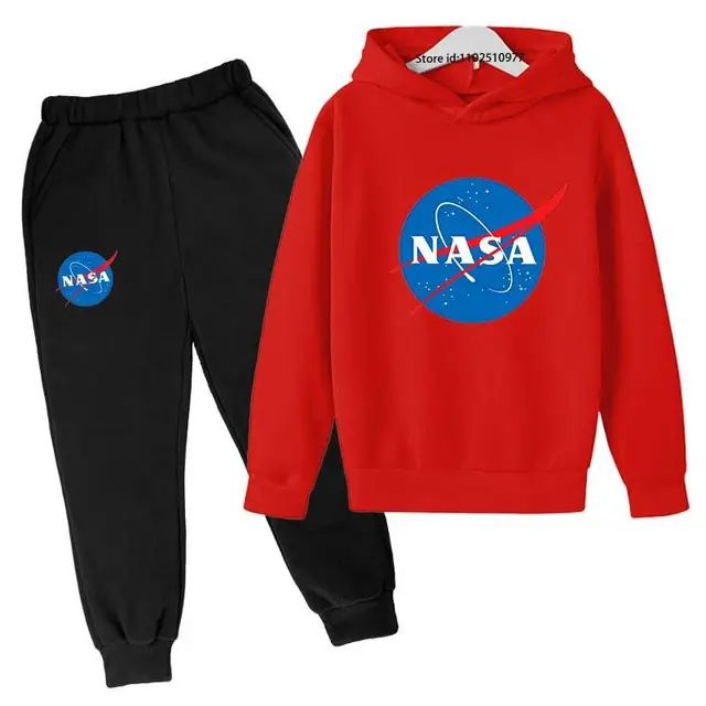 Kids NASA Fashion Casual Spring Autumn 2pcs Hoodie+jogging Pants Tracksuits 3-13 Years Boys Girls Trend Outfits Children Clothes