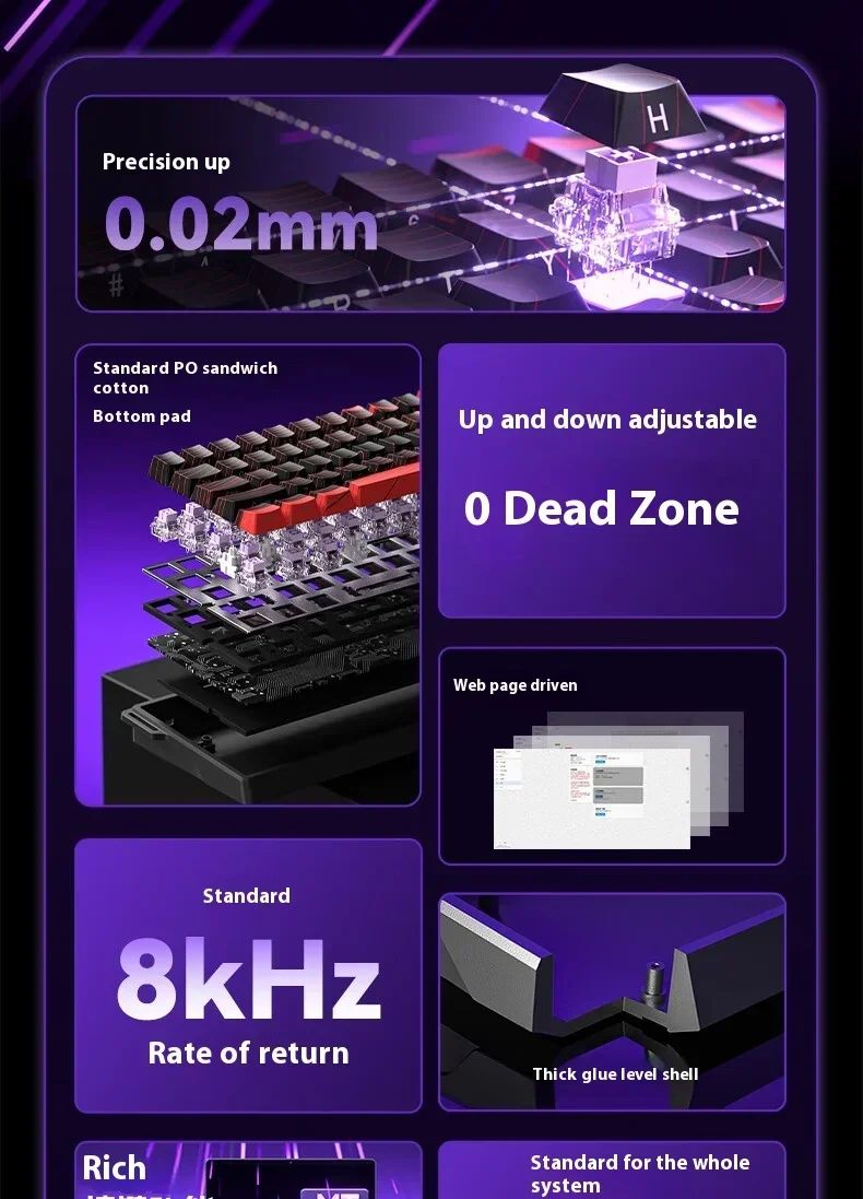 Teclados Win60 Win68 Aula com Teclas Magnéticas 8K, Teclado Mecânico para Jogos, Teclado com Fio para Esports com Luz RGB e Hot-Swap para PC Gamer (Presente)