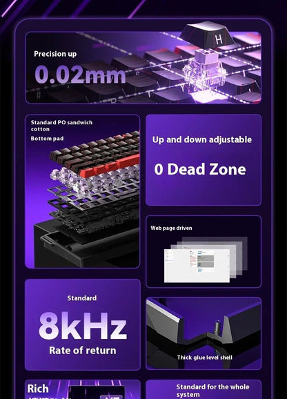 Teclados Win60 Win68 Aula com Teclas Magnéticas 8K, Teclado Mecânico para Jogos, Teclado com Fio para Esports com Luz RGB e Hot-Swap para PC Gamer (Presente)