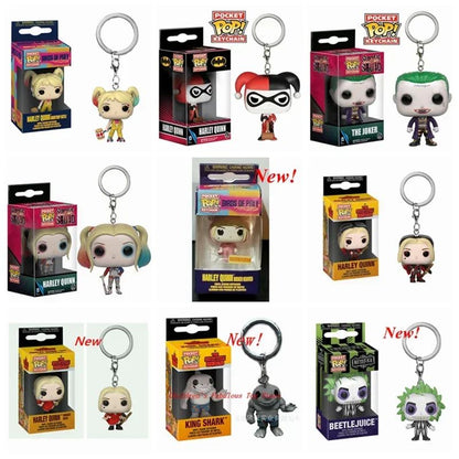 FUNKO POP Filmes Esquadrão Suicida O Coringa Arlequina Rei Tubarão Chaveiro Brinquedo Boneco de Ação Coleção de Brinquedos para Crianças com Caixa