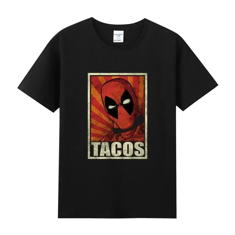 Summer Marvel Hero Deadpool cotton round neck short-sleeved men's T-shirt pure cotton breathable Y2K for men and women