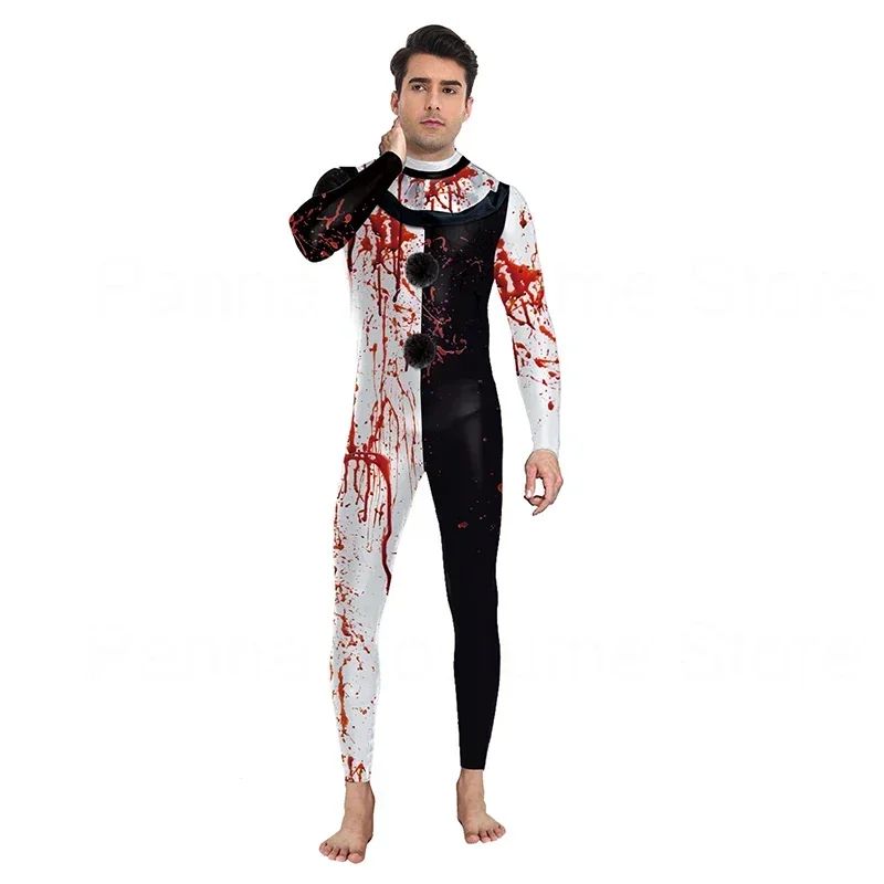 Halloween Zenti Party Cosplay Bodysuit Romper Unisex Cosplay Scary Terrifier 3  Printed Jumpsuit Clown Bloody Terrifier Costume