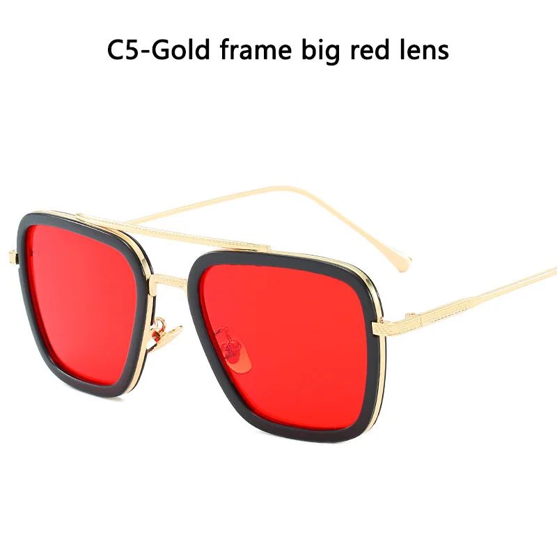 Óculos de Sol da Moda Armação Quadrada Estilo Tony Stark Óculos de Sol Feminino Masculino Quadrado Grife Óculos Retrô Masculino Iron