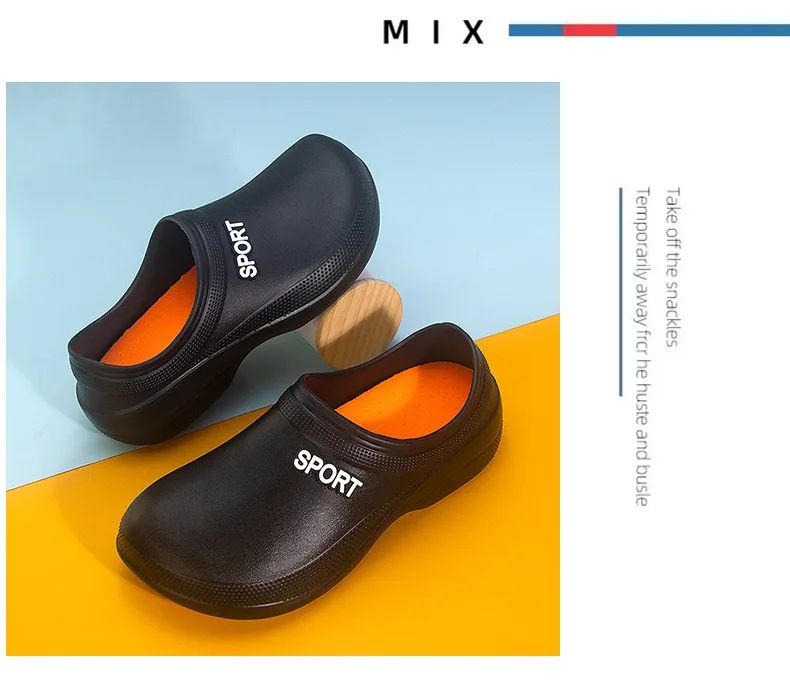 2025 New Kitchen Shoes Non-Slip Oil-Resistant Chef Rain Shoes Restaurant Food Work Shoes Comfortable EVA Material for Men
