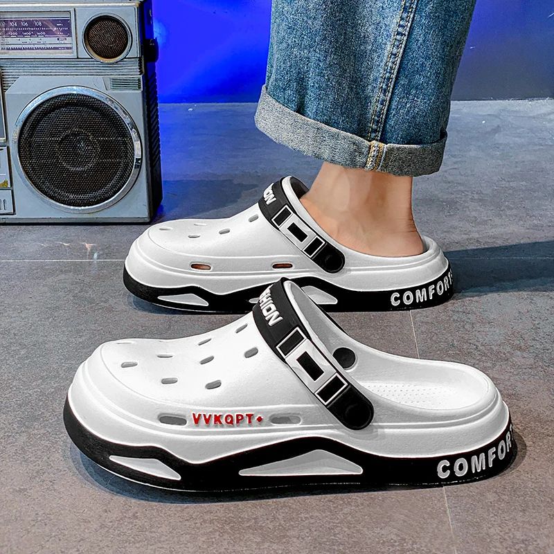 New fashion sandals Men's EVA casual comfortable hole garden shoes outdoor men's beach sandals indoor home unisex slippers