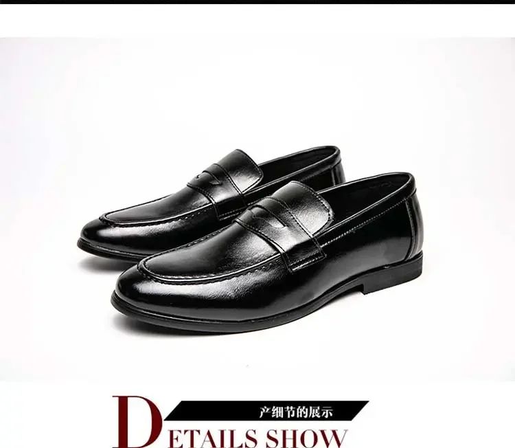 Luckman mens dress shoes PU leather fashion men business dress loafers pointy shoes