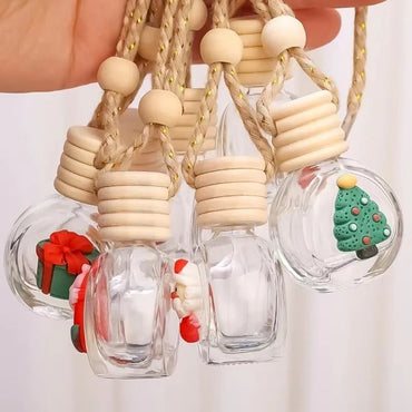 10ml Perfume Bottle Pendant Christmas Car Auto Rearview Mirror Decoration Galss Empty Bottle Aromatherapy Essential Oil Bottle