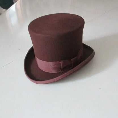 Men's Wool Fedora Hat - Classic Top Hat with Strap, Elegant Steampunk Panama Cap for Gentleman, Unisex Versatile Fashion