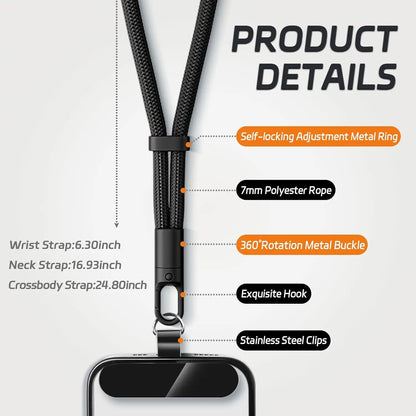 Alça Ajustável para Celular Cordão para Celular a Tiracolo Cordões de Pescoço com Patch para iPhone Corda de Suspensão para Celular