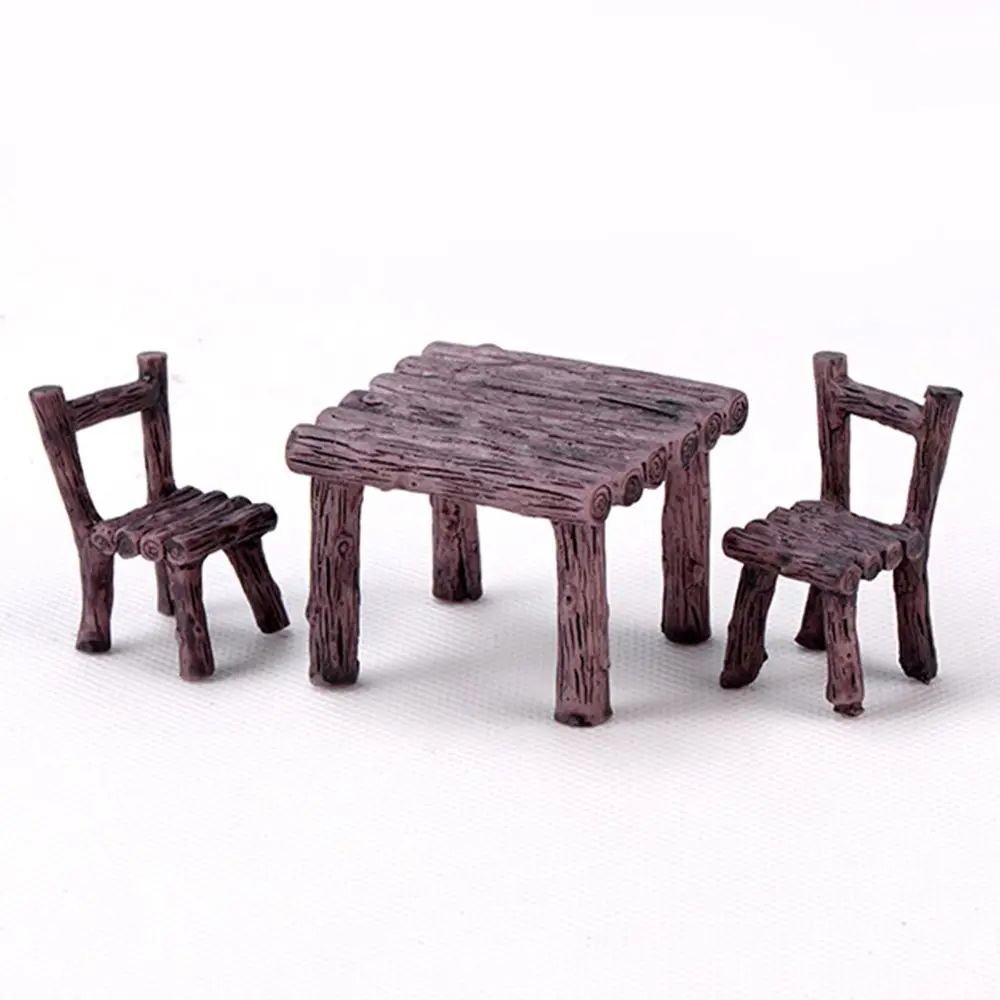 1SET Doll House Miniature Bench Stools White Chair Cute Fairy Garden Gnome Moss Terrarium Bonsai DIY Craft Home Decoration