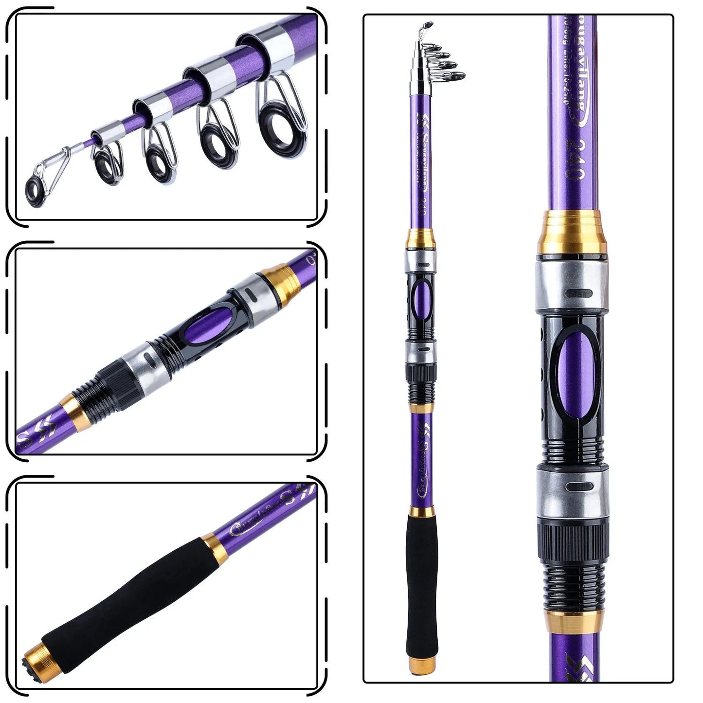 Sougayilang 4 Cores Vara de Pesca Telescópica 1,8m-2,7m Fibra de Vidro Cabo EVA Carpa Vara de Pesca Spinning Peso de Pesca 4,5kg