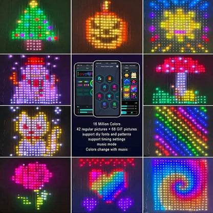 Smart LED Curtain Light APP Control RGB Dimmable DIY Pattern Music Ambient Lighting For Home Holiday Party Christmas Decoration