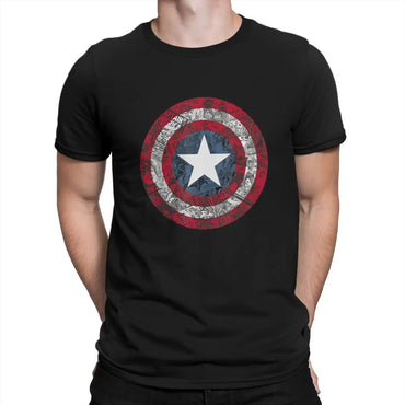 CA Shield Comic Essential T-Shirts Men Disney Captain America Film Vintage Tees Crewneck Short Sleeve T Shirts