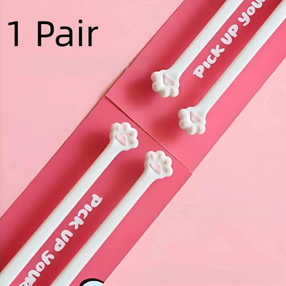 Um par de Hashis Criativos em Formato de Palma Utensílios de Cozinha Reutilizáveis Hashis de Plástico com Garras de Gato para Mãos Pequenas
