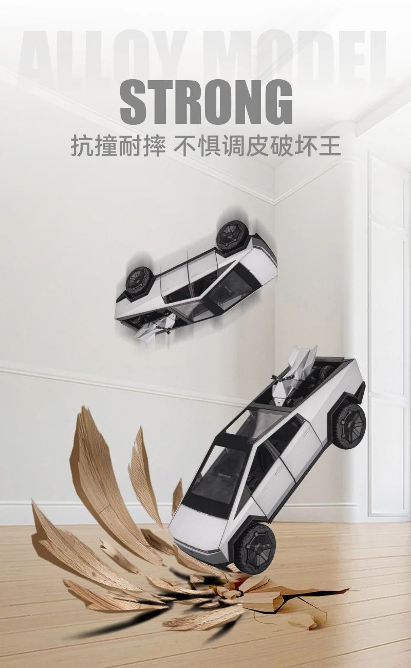 Alloy Model Carro 1:24 Diecast Miniatura Metal Picape Veículo Presente de Aniversário para Crianças Colecionáveis Van Caminhão Tesla Cybertruck Brinquedo para Meninos