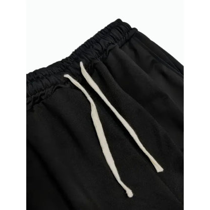 Men's solid color drawstring waist slanted pocket sports pants, pure cotton casual loose pants  sweatpants men pants