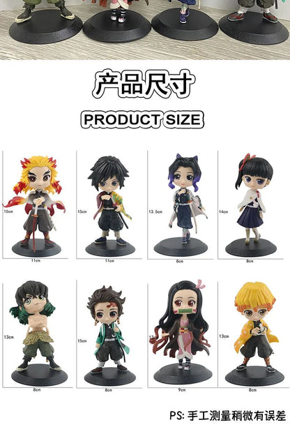 Boneco de 15cm Anime Demon Slayer Nezuko Tanjirou Zenitsu Inosuke Kyoujurou Shinobu Giyuu Qposket, Brinquedo Infantil, Presente de Natal
