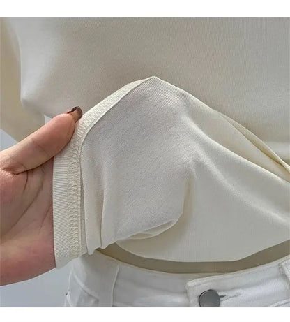 Ultra-Hand Feel Modal Cotton Short Sleeve T-Shirt Women Summer Design Slim Fit Shoulder Baring Fashionable Top