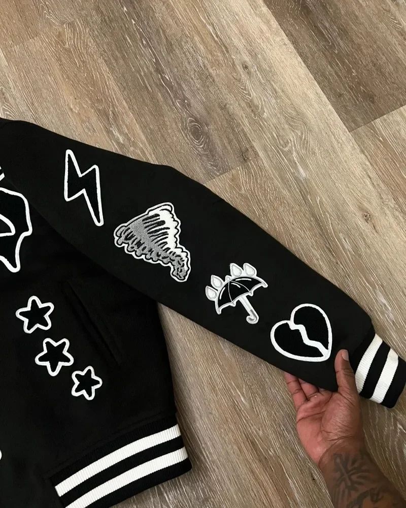 Retro Gothic Alphabet Embroidery Oversized Motorcycle Uniform Baseball Uniform Men's Y2K New Trend Harajuku Hip-Hop Joker Jacket