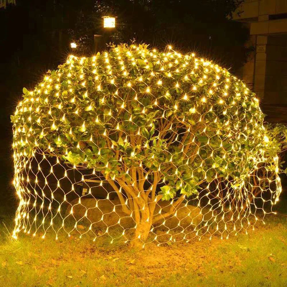 Luzes de corda de rede de LED 8 modos 220V 110V plugue UE/EUA Festival Decoração de Natal Guirlandas Festa de Natal Jardim Ano Novo Casamento