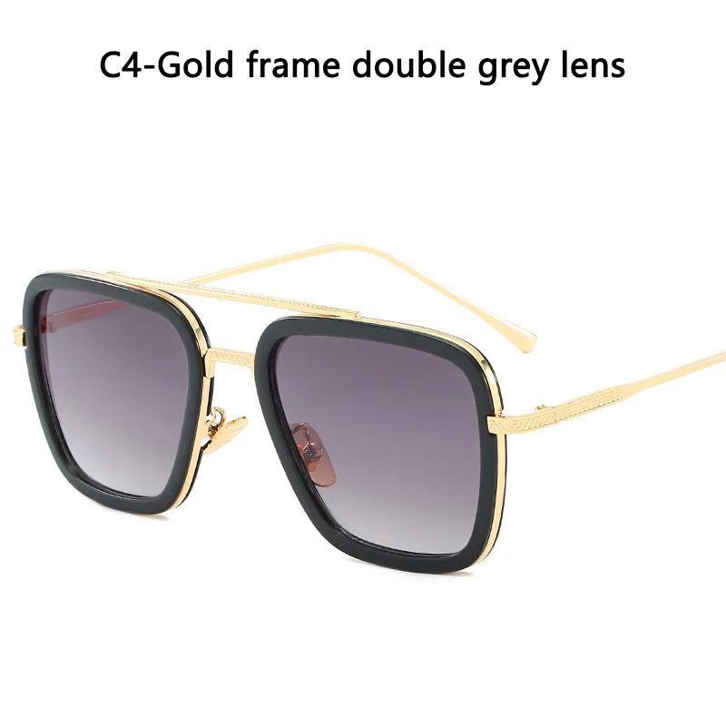 Óculos de Sol da Moda Armação Quadrada Estilo Tony Stark Óculos de Sol Feminino Masculino Quadrado Grife Óculos Retrô Masculino Iron