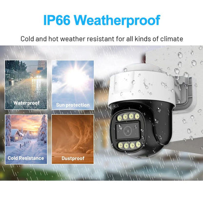 POE 4K AHD PTZ Camera with IP66 Waterproof Rating, Infrared Night Vision & Audio Over Coax
