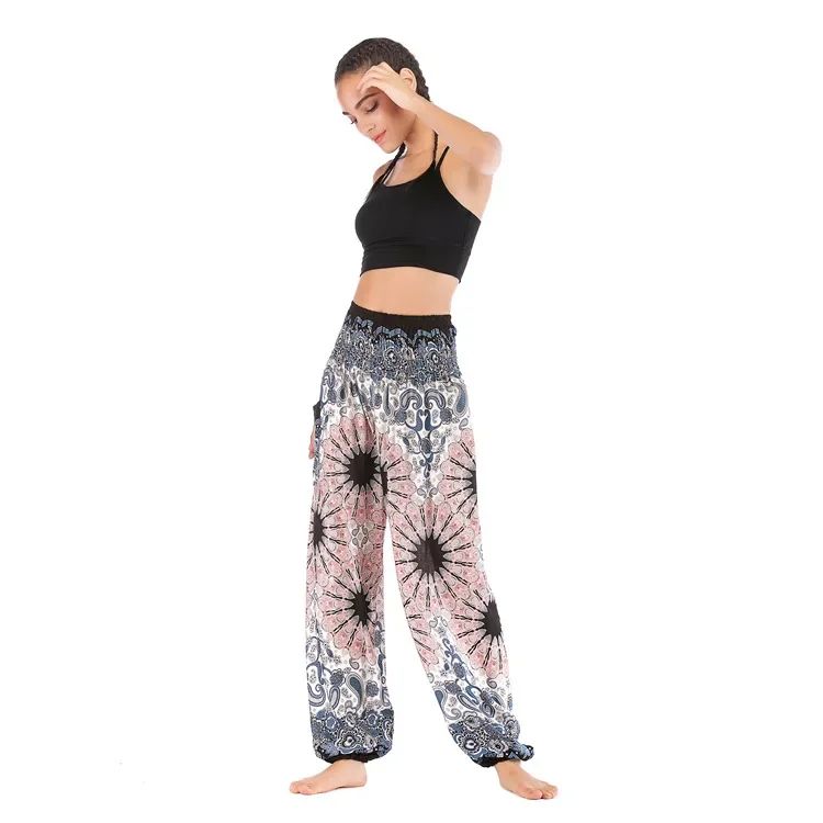 Folk-Custom Yoga Pants Women Vintage Joggers Pants Sweatpants Fashion Loose Sportwear Casual Trousers Streetwear Woman Clothes