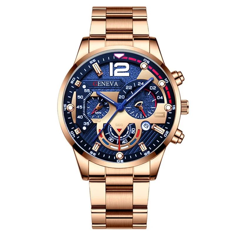 NEWFashion Mens Stainless Steel Watches Luxury Quartz Wristwatch Calendar Luminous Clock Men Business Casual Watch Reloj Hombre