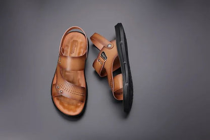 Men's Casual Trendy Soft Bottom Sandals 2024 New Design Real Leather Beach Shoes Slippers Anti-Slip Summer Shoes