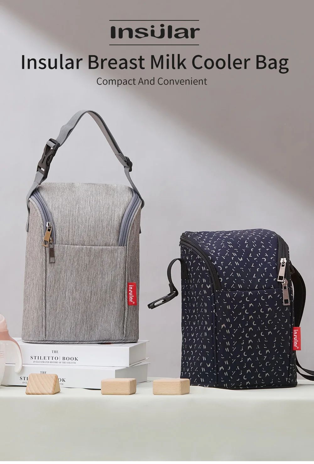 New Portable Mother Feeding Bottle Bag Heat Insulation Lunch Bags Leak-proof Breast Milk Cooler Bag with Stroller Hanging Design