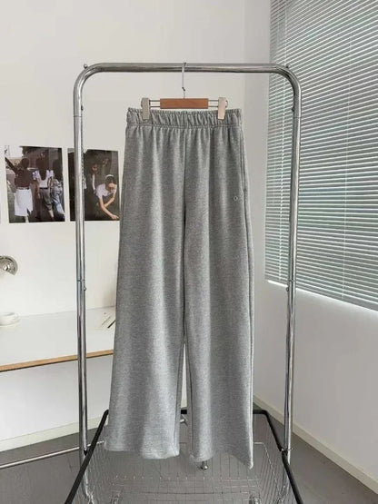 Cotton Loose 2025 Straight Trousers Women Elastic High Waist Black Sports Pants Women Autumn Winter Thicken Sweatpants Women