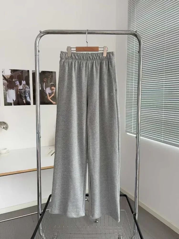 Cotton Loose 2025 Straight Trousers Women Elastic High Waist Black Sports Pants Women Autumn Winter Thicken Sweatpants Women