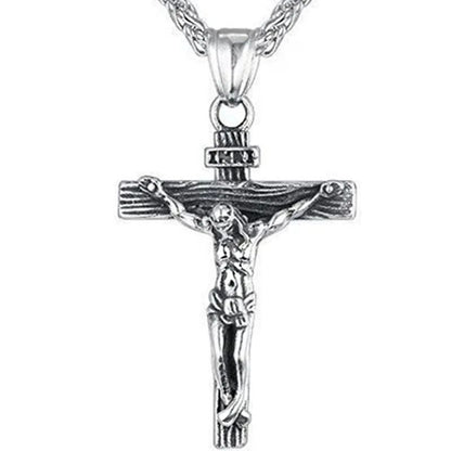 Novo Colar Religioso de Cruz de Jesus para Homens, Pingente de Cruz Banhado a Ouro da Moda com Corrente, Joias de Presente para Homens e Mulheres