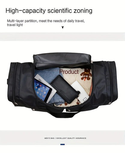 Men Nylon Travel Duffel Bag Large Capacity Handbag Portable Outdoor Carry Luggage Convenient Practical Male's Weekend Gym Bag