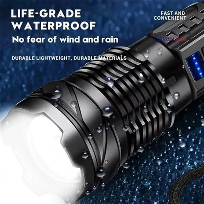 2PCs High Power LED Flashlight Built-in Battery USB Rechargeable Strong Light Tactical Torch Outdoor Camping Fishing Lantern