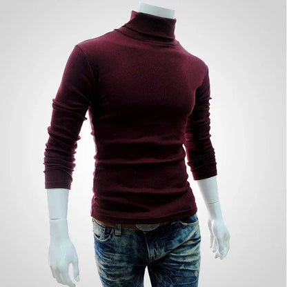 Spring Thin Men Turtleneck Sweaters Black Pullovers Clothing for Men Harajuku Knitted Sweater Male Solid Pull Hombre Tops